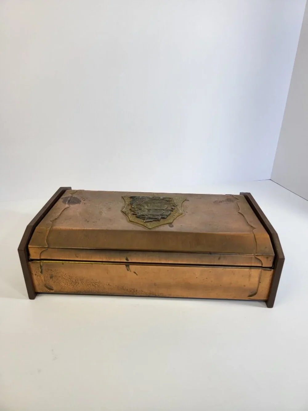 Vintage MCM Copper Clad Wood Valet‎ Box